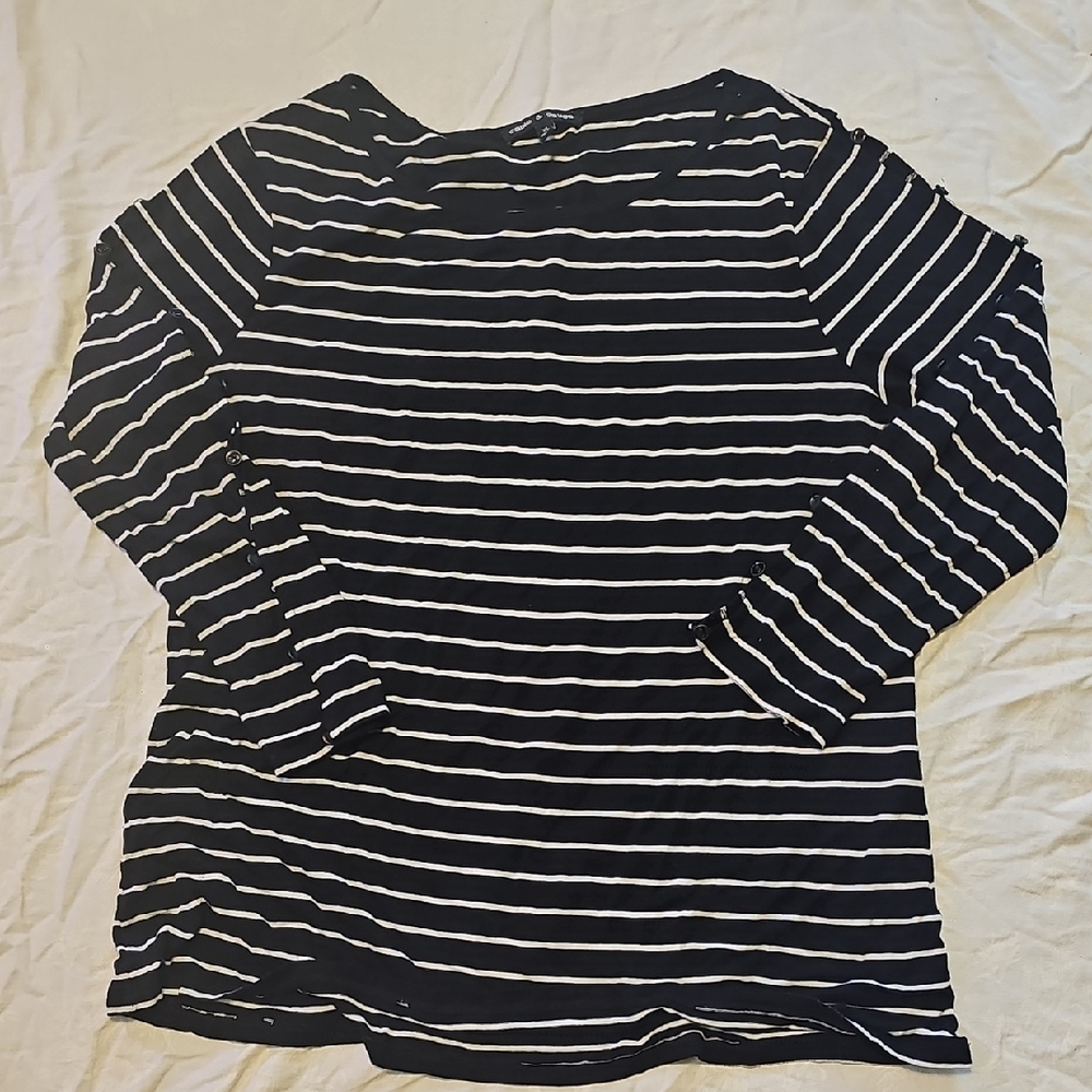 Striped Black and White Women's Top